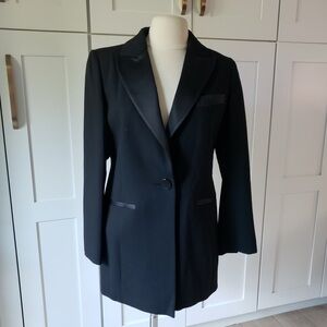 Ellen Tracy Tuxedo Blazer Womens  8 Petite Classic Black Tailored Jacket